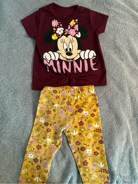 Disney Other - Disney Junior Minnie Mouse Shirt And Pant Set Size 3T Girls Floral Yellow